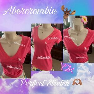 Y2K Abercrombie Perfect stretch V-Neckline short sleeve top ❣️